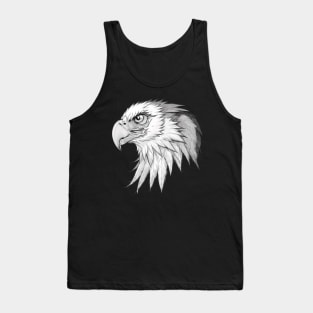 Ink and Feathers: Legendary Eagle's Grayscale Portrait Tank Top